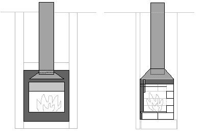 Brickwork and chimney of fireplace